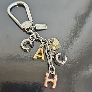 Coach Multi Metallic Letter Keychain Bag charm